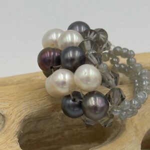 Elegant Real Pearls Cluster Bead Ring